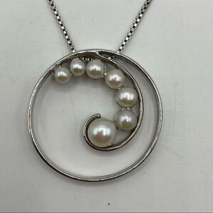 Sterling Silver 925 Genuine Pearl Circle Necklace